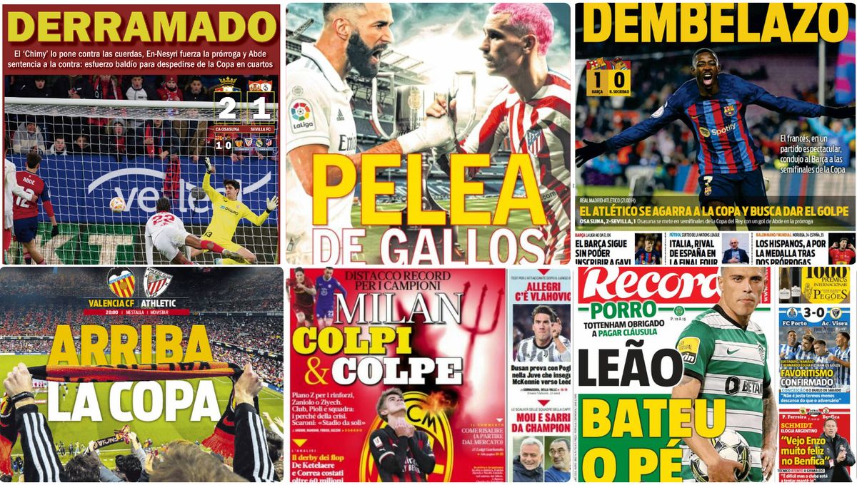 El K.O. del Sevilla, un 'Dembelazo', Ayoze y el Betis, Willian José, derbi madrileño... las portadas del jueves