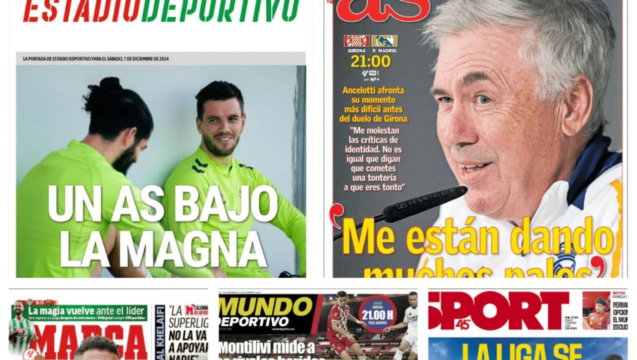 Isco regresa a la convocatoria del Betis, Ancelotti está contra las cuerdas, el Celta de Vigo se consagra en Balaídos... Así llegan las portadas del día 7 de diciembre de 2024