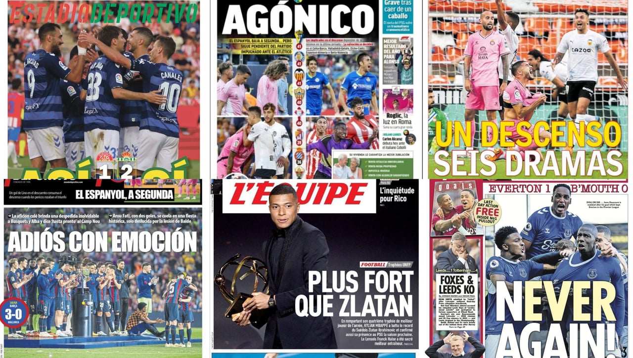'Todos con Sergio Rico', 'Así, sí', 'Un descenso, seis dramas'... Así vienen las portadas