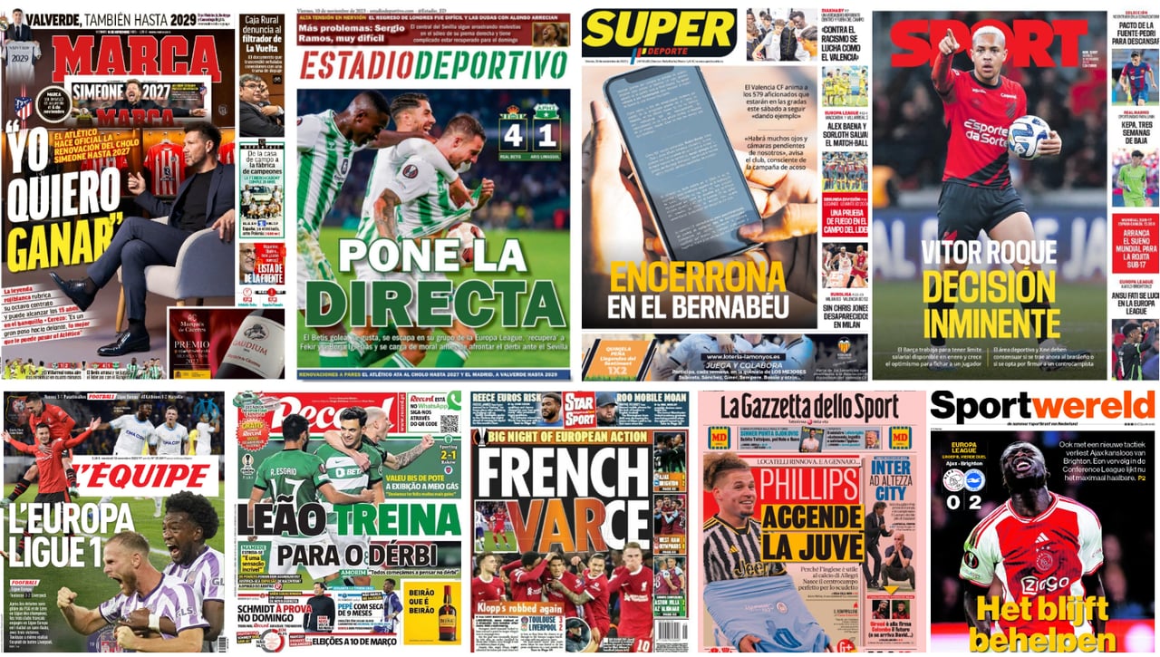Inercias del derbi, Claudio Bravo, Sergio Ramos, Encerrona, Brahim, Simeone, Europa League... portadas del viernes 10 de noviembre de 2023  