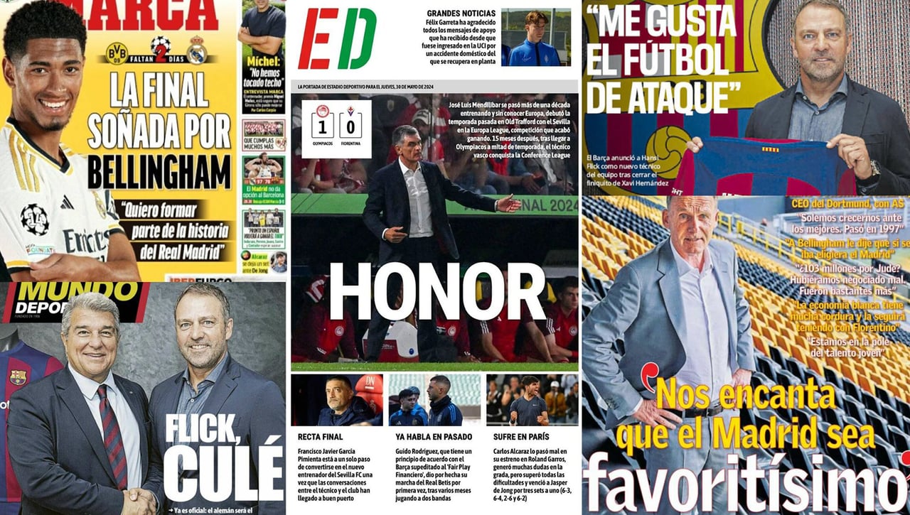 La final de la Champions, el fichaje de Flick, la hazaña de Mendilibar... Así vienen las portadas