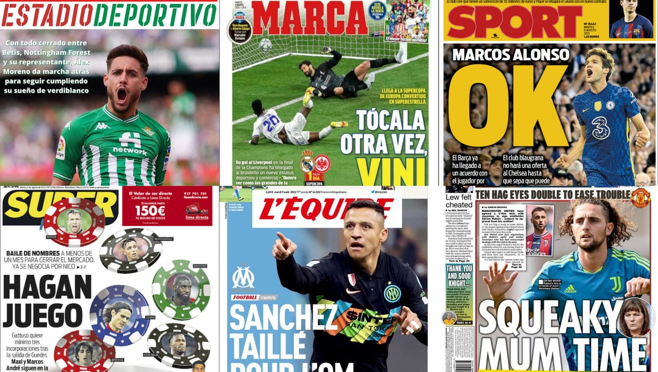 Álex Moreno, Marcos Alonso, Rabiot, Álexis Sánchez.... Los protagonistas de las portadas de hoy