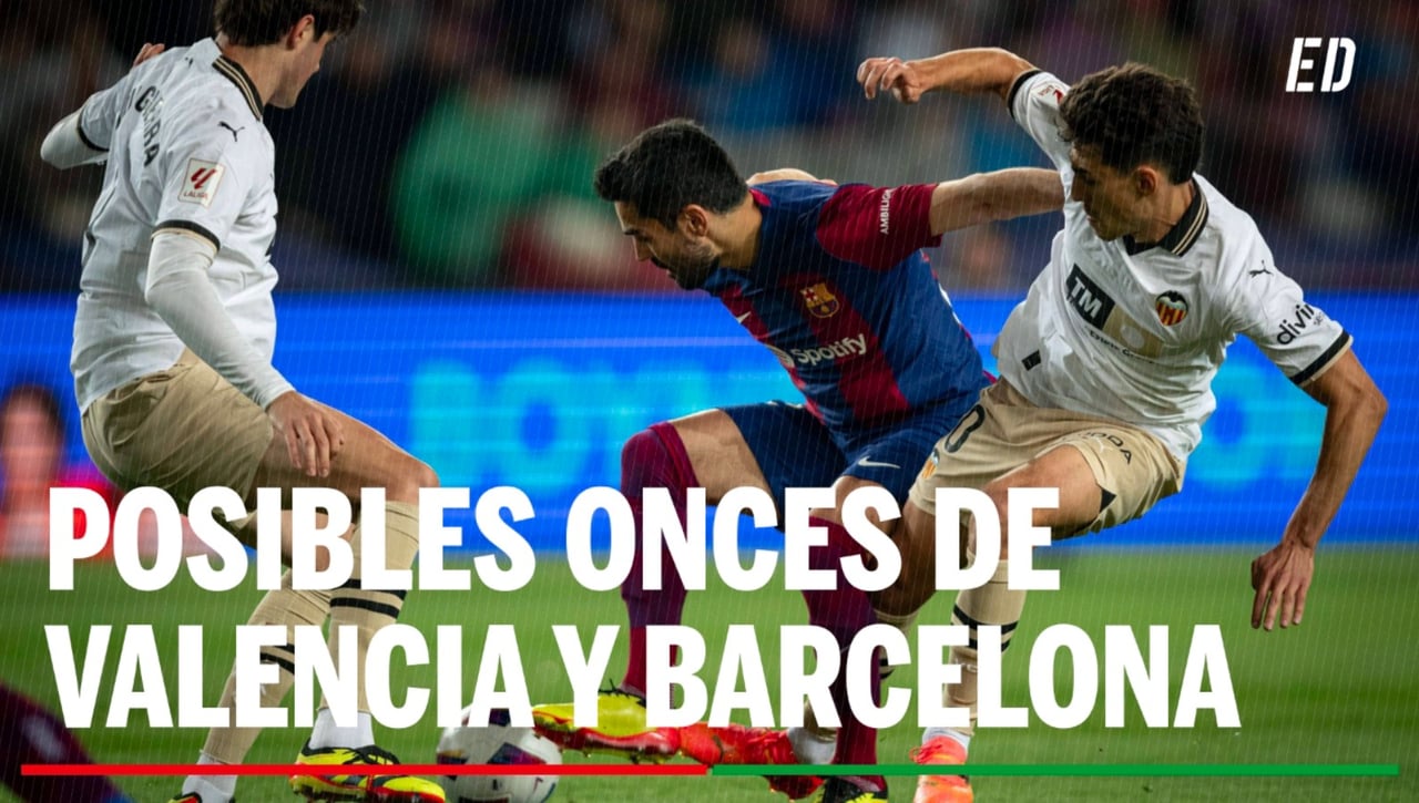 Alineaciones Valencia - Barcelona: Alineación posible de Valencia y Barcelona en el partido de hoy de LaLiga EA Sports
