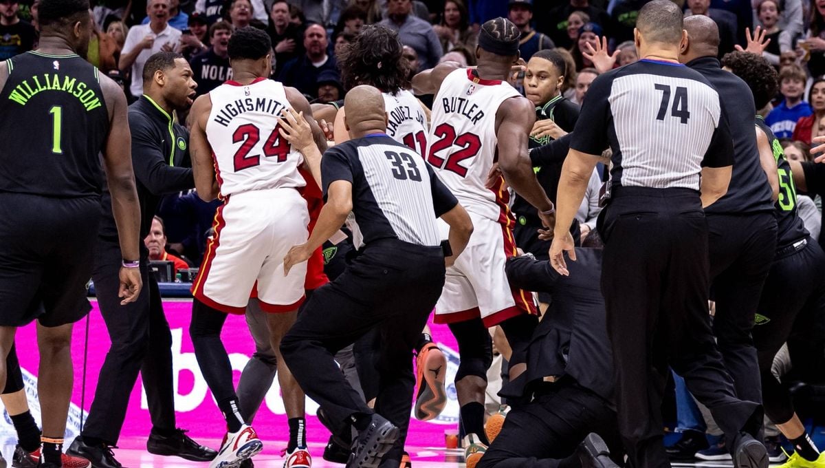 Una tremenda pelea entre Heat y Pelicans acaba con cuatro expulsados