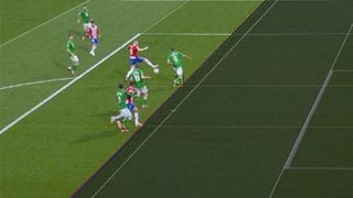 Las líneas del VAR en el posible fuera de juego en el gol de Stuani