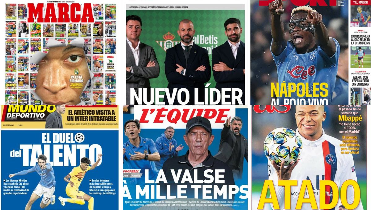 Mbappé, Champions League, cambios en el Betis... así vienen las portadas del 20 de febrero