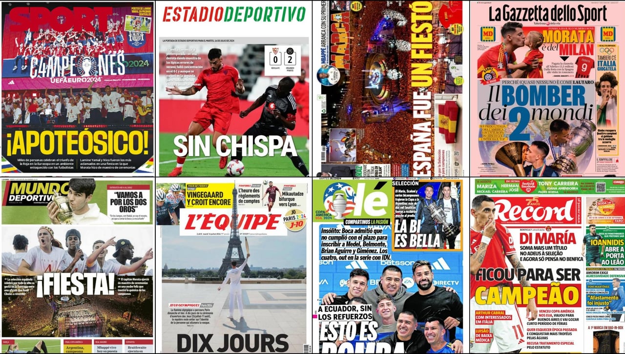 Martes de resaca: La celebración de España, el 'adiós' de Morata, el primer tropiezo del Sevilla... las portadas del 16 de julio