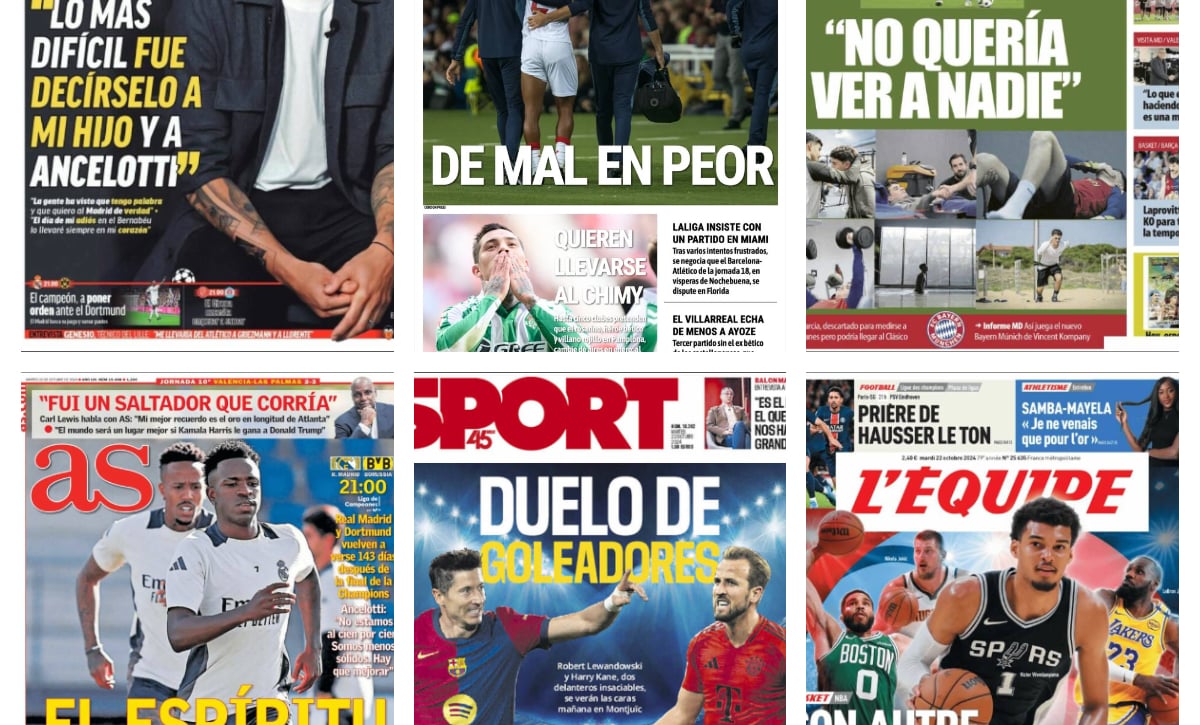 La grave lesión de Ejuke, el reencuentro de Hansi Flick con el Bayern, la final de Wembley... así vienen las portadas