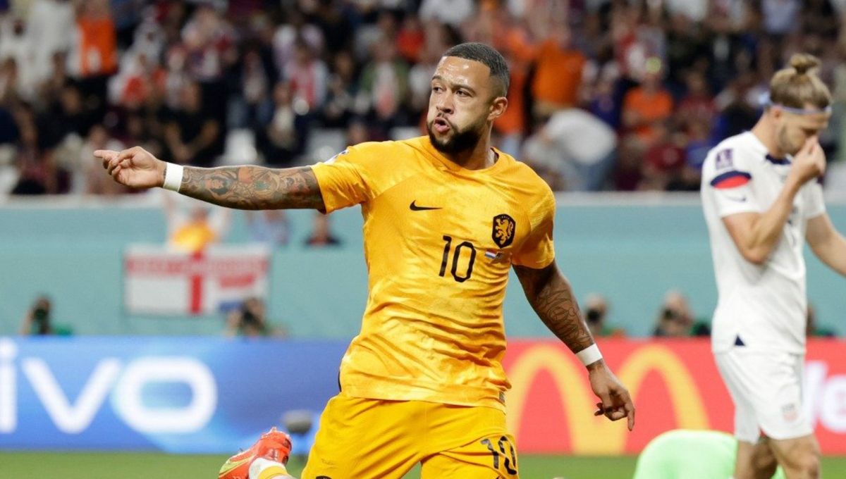 Doha, Qatar. 03rd Dec, 2022. Memphis Depay da Holanda, comemora o