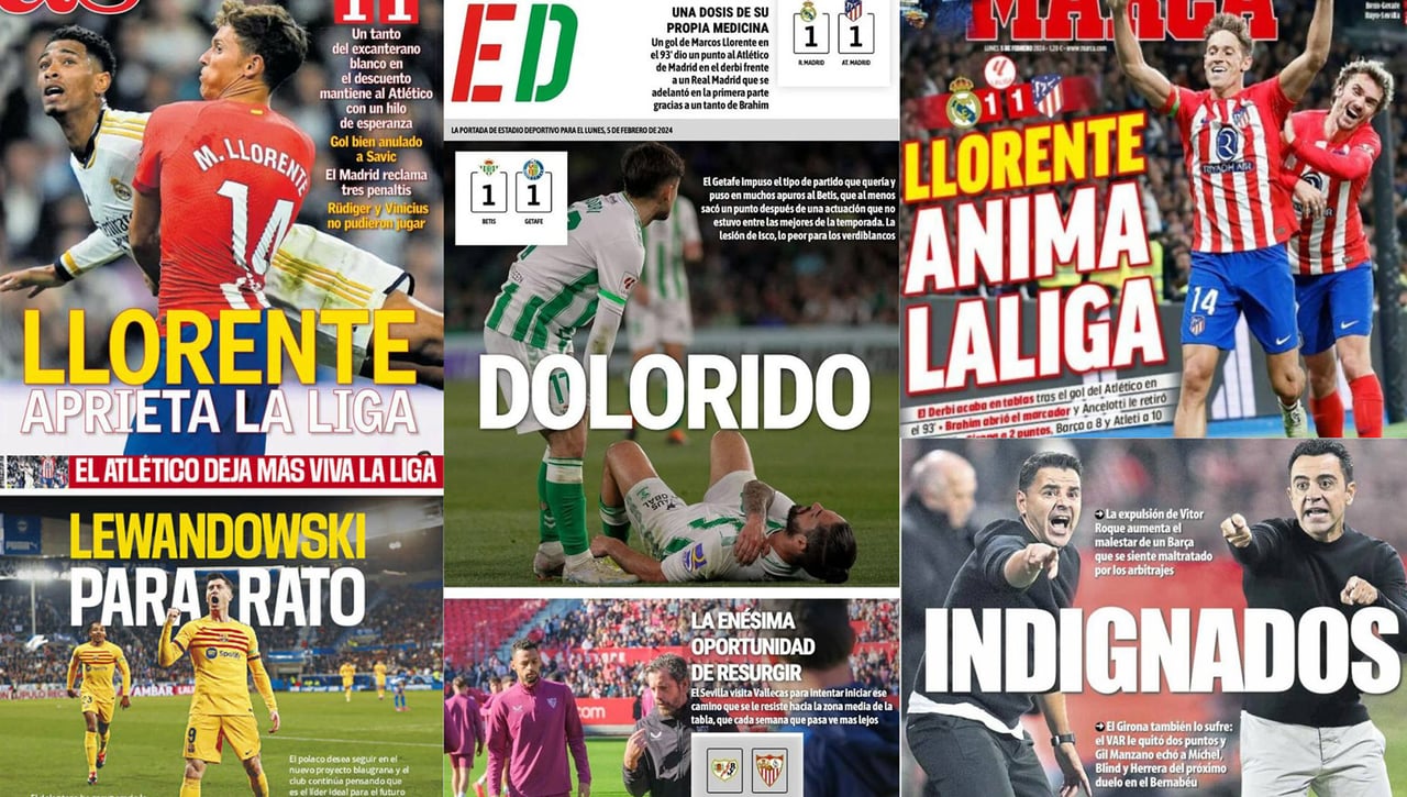 El derbi madrileño, la alarma por Isco, la indignación con el VAR... Así vienen las portadas de hoy