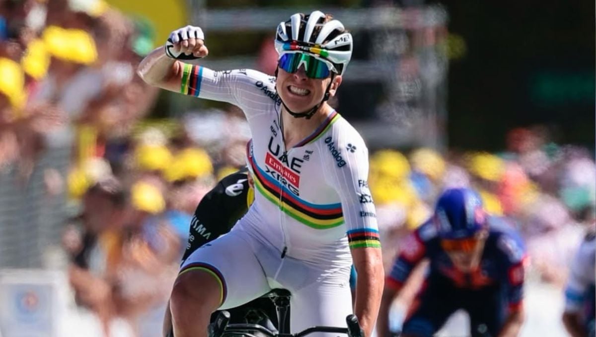 Enric Mas acaba por los suelos y Pogacar lo celebra