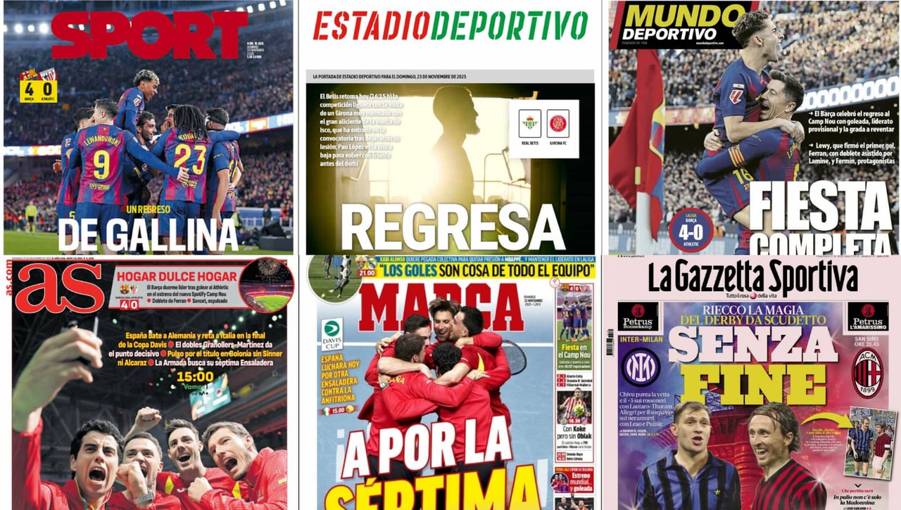 La final de la Copa Davis, el dulce regreso del Barcelona al Camp Nou y la vuelta de Isco... así vienen las portadas