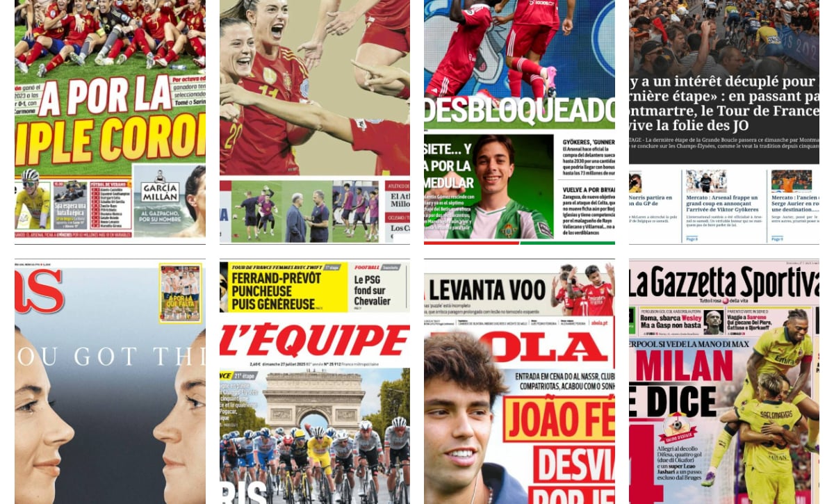 La final de la Eurocopa Femenina, última etapa del Tour, Akor Adams, Gyökeres, oferta de Al-Nassr por João Félix... Así vienen las portadas
