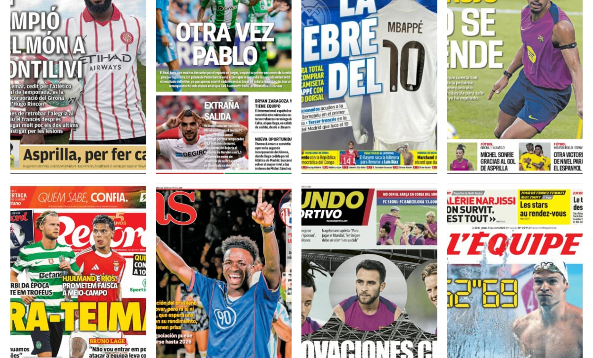 Pablo García, pretenden a Rafa Mir, Mbappé toma el '10', la renovación de Koundé.... Así vienen las portadas