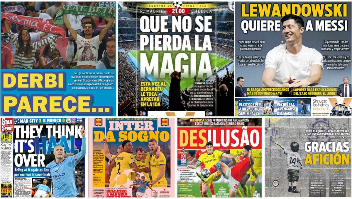 Derbi en América, Pellegrini, Acuña sí y Pape no, Magia en Madrid, Lewandowski-Messi... las portadas del miércoles