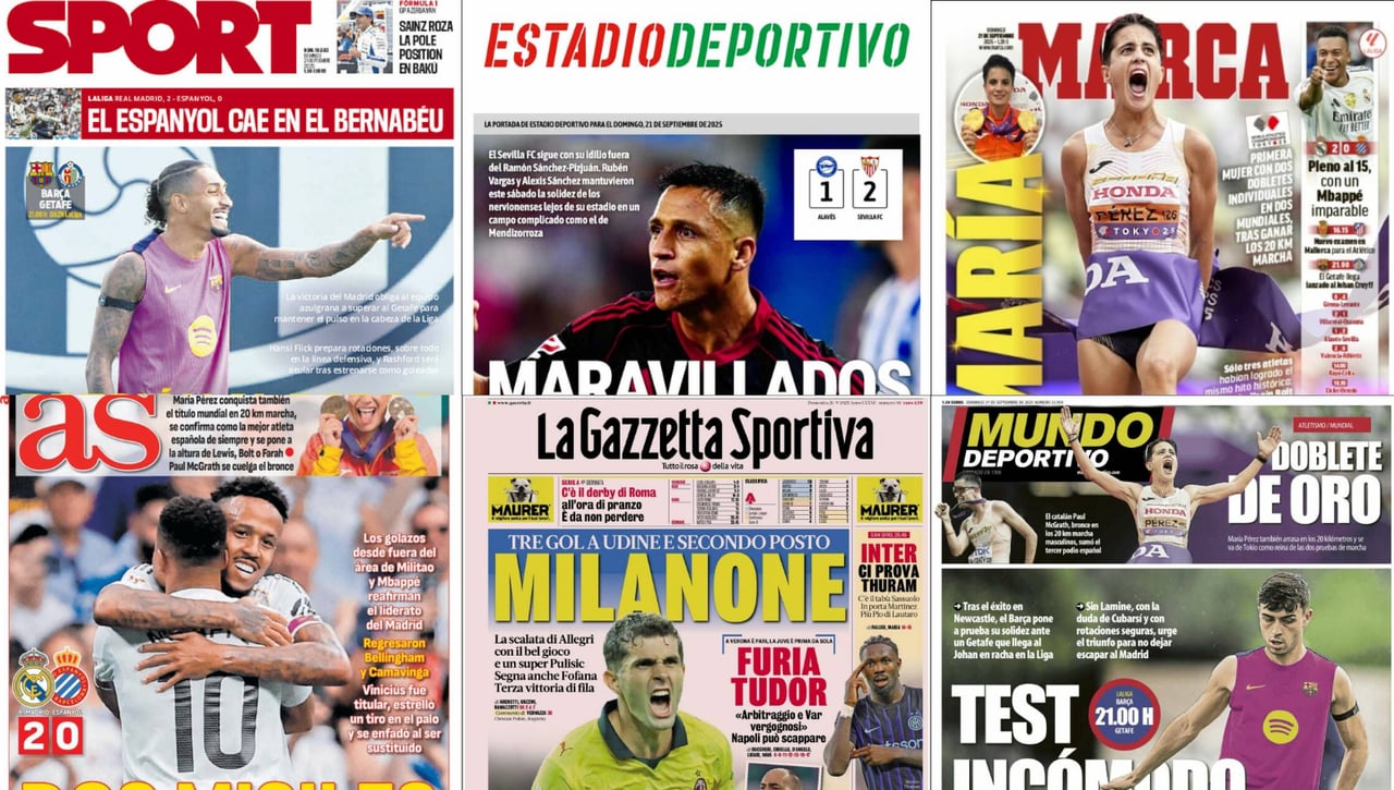 Los oros de María Pérez en Tokio y los goles de Mbappé y de Alexis Sánchez... así vienen las portadas