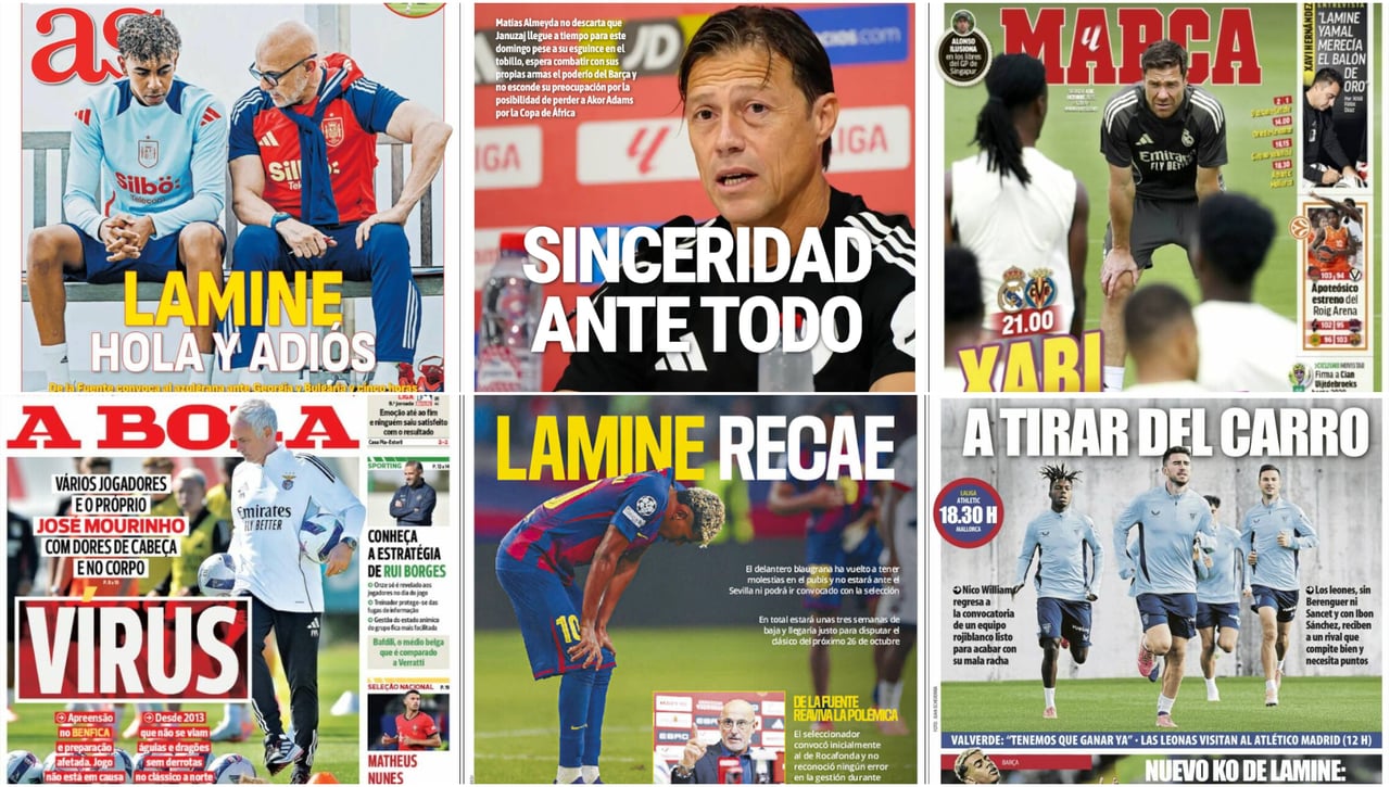 La sorpresa con Lamine Yamal, la polémica del Real Madrid, el efecto Almeyda... Así vienen las portadas