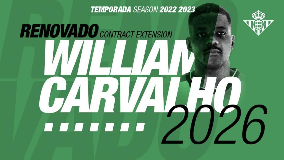 El Betis anuncia la renovación de Carvalho hasta 2026
