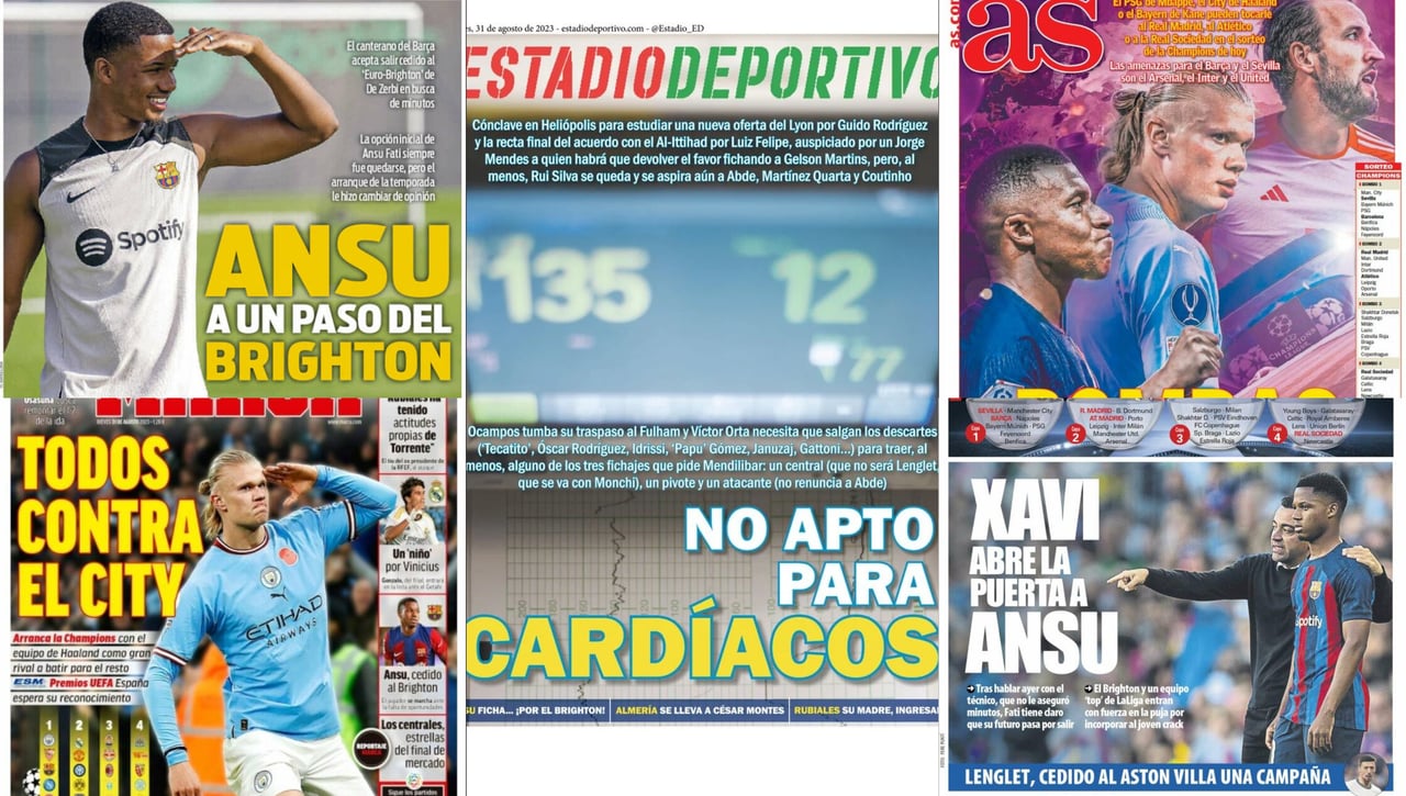 Ansu Fati pega un volantazo a última hora, se viene el sorteo de la Champions... Así vienen las portadas