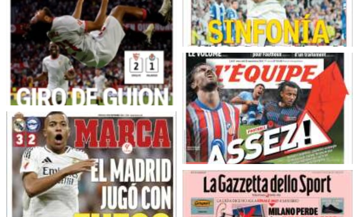 El gran cambio del Sevilla, el sufrimiento del Real Madrid, la portería del Barça, la Real en Europa...así vienen las portadas del 25 de septiembre