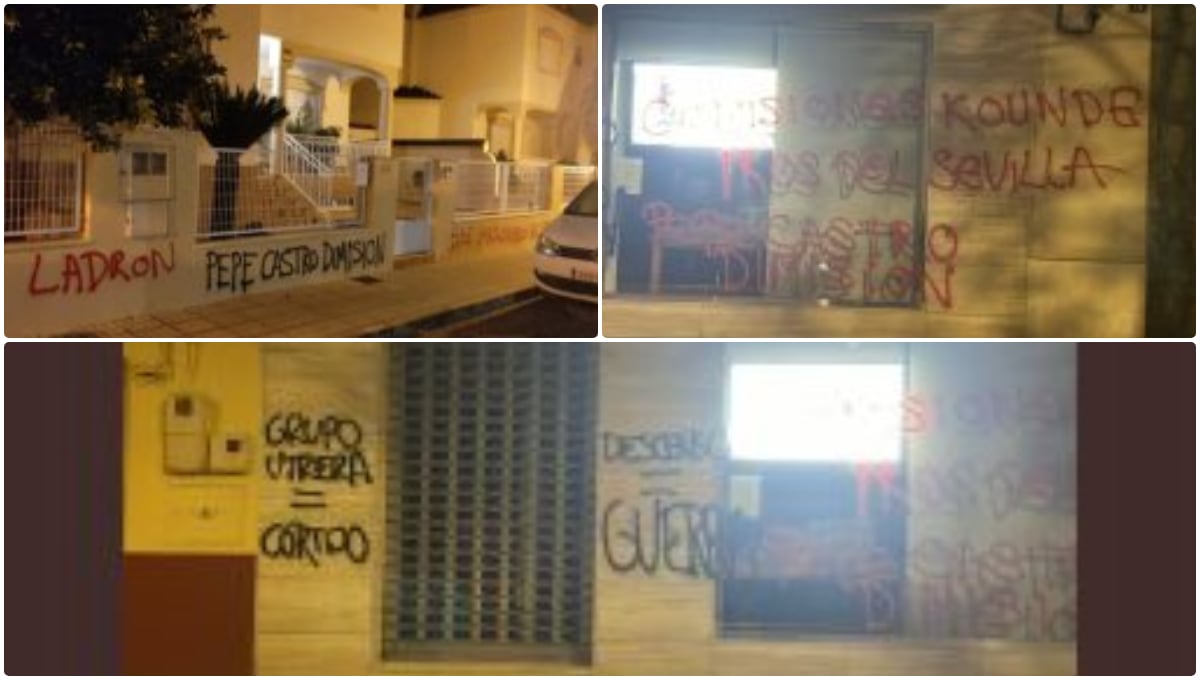 Pintadas en la casa y la empresa del presidente del Sevilla   