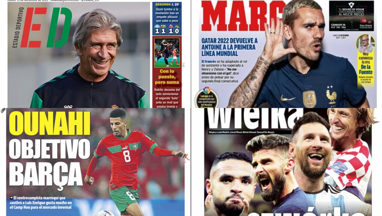 Pellegrini, Isco, Griezmann, Ounahi, Endrick... Los protagonistas de las portadas