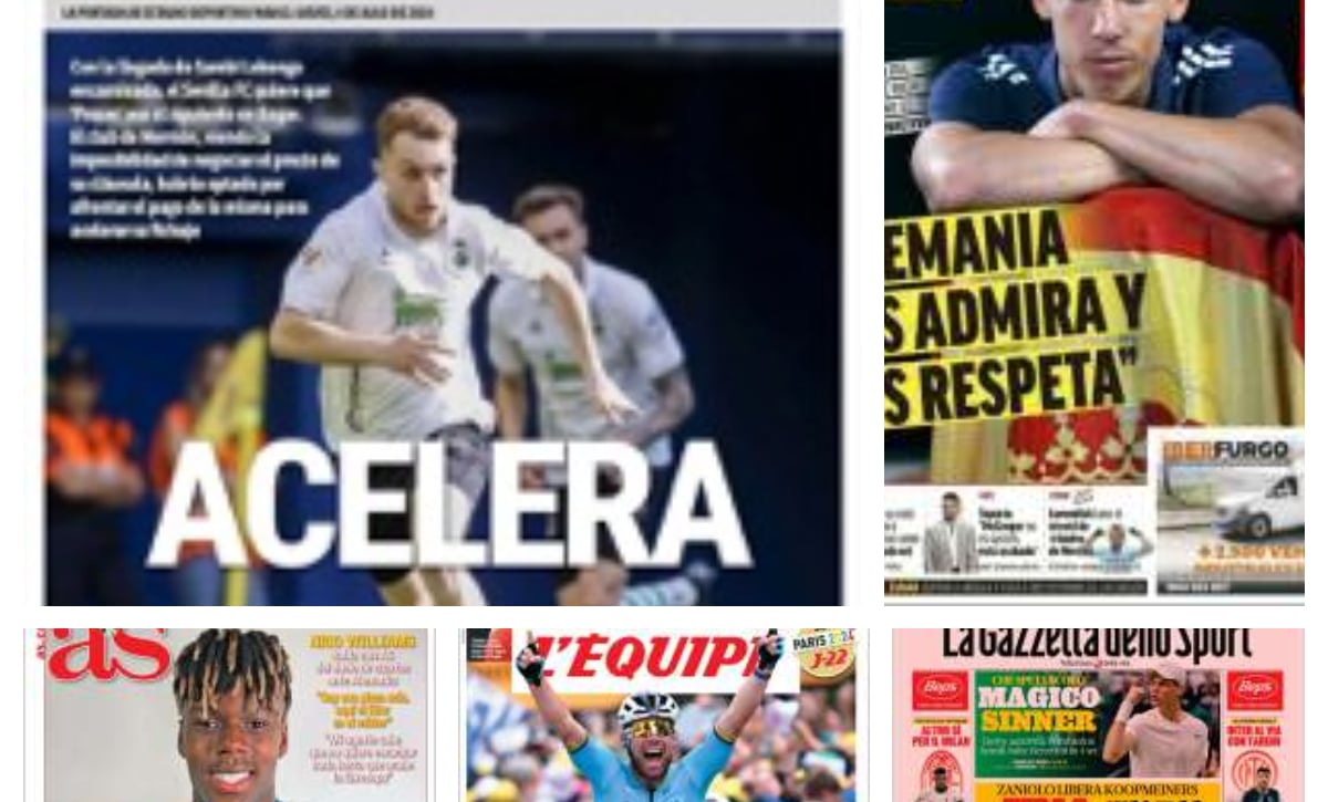 Todos los ojos en Alemania, movimientos en el Sevilla, Diego Llorente y el Betis, Berenguer y el Athletic, Alcaraz... así llegan las portadas del 4 de julio