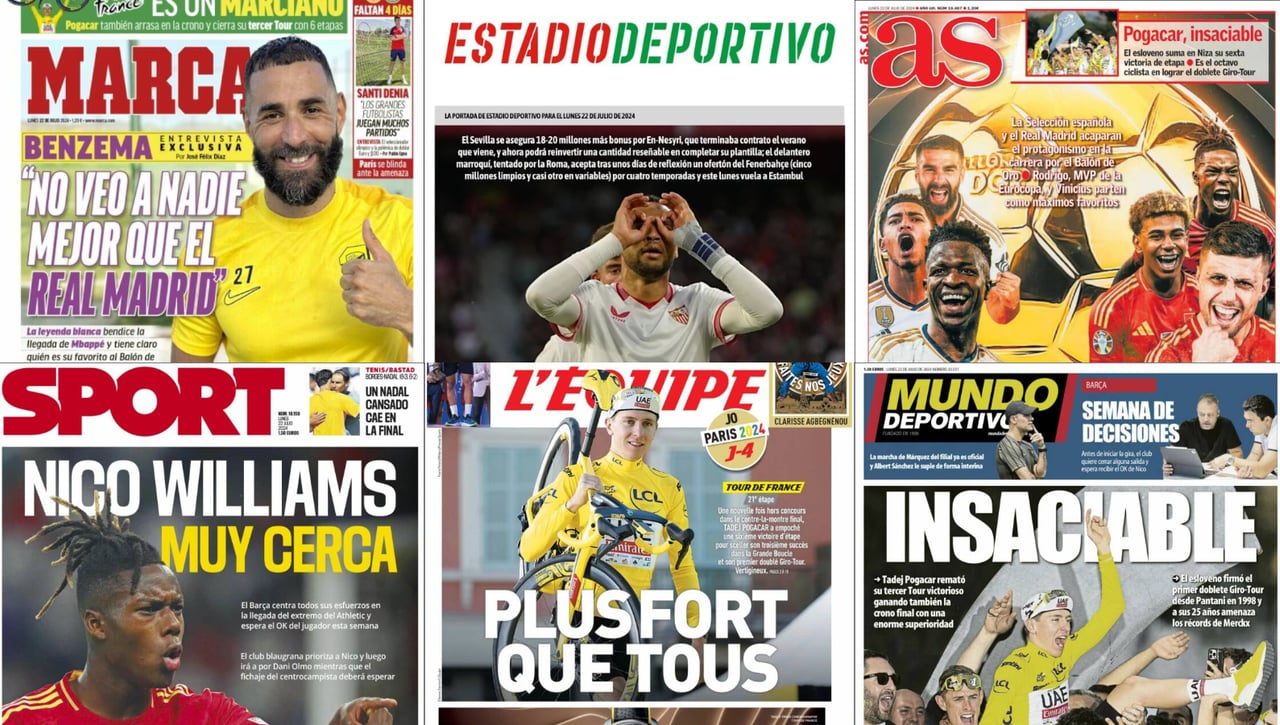 Benzema, la Selección española, Nico Williams y En Nesyri... así vienen las portadas hoy