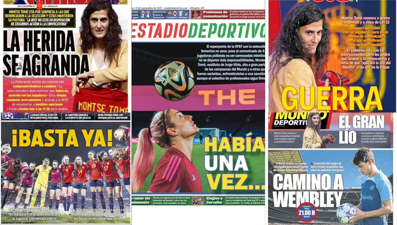 La guerra entre la RFEF, Montse Tomé y las campeonas del mundo, en todas las portadas