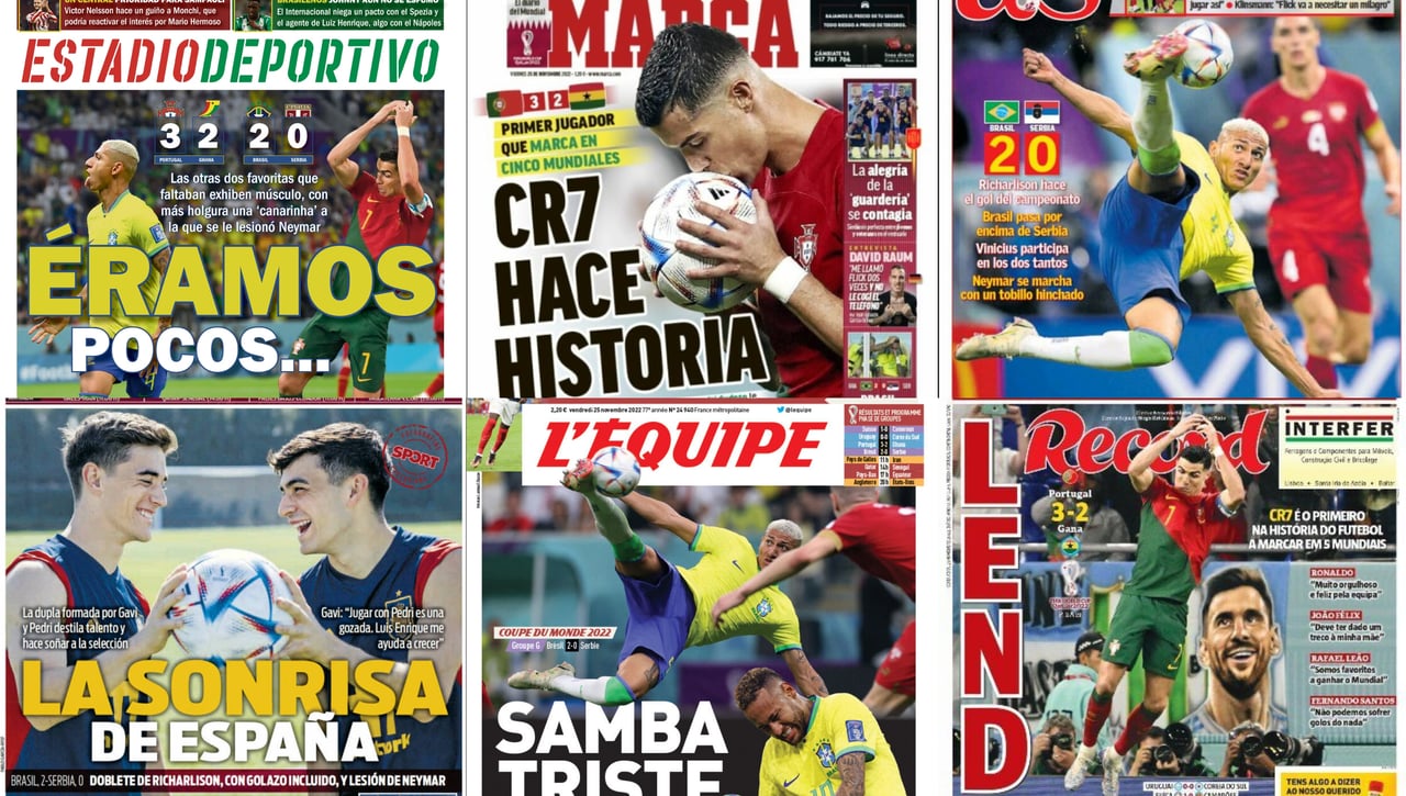 Hermoso y Johnny, en Sevilla; Ronaldo y Richarlison, en Qatar... Protagonistas de las portadas