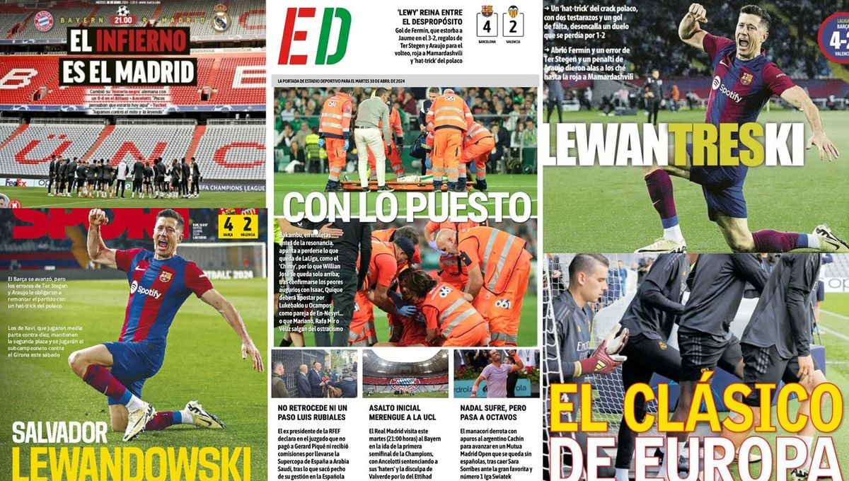 La Champions, el resurgir de Lewandowski, las lesiones en Sevilla y Betis... Así vienen las portadas