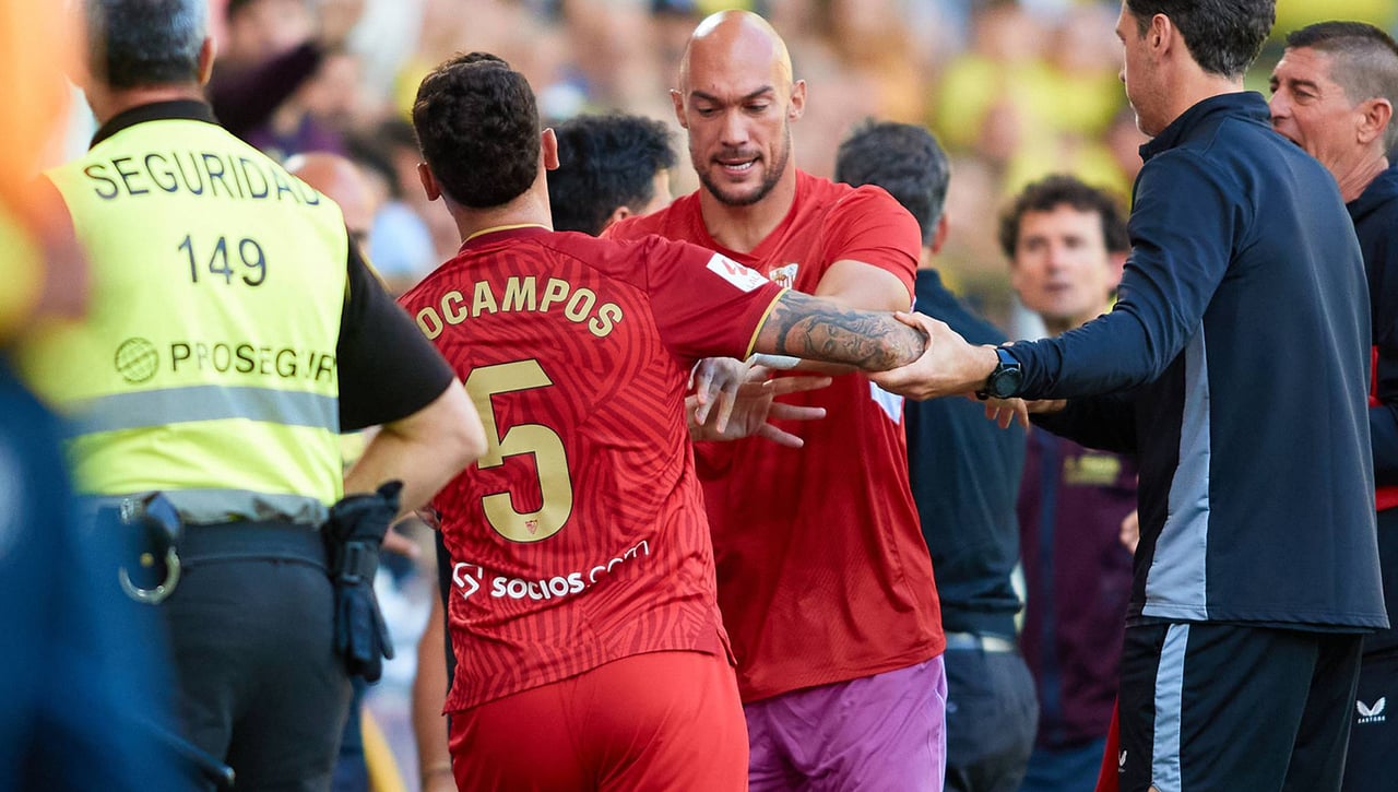 Bronca entre Marcelino y Ocampos en el Villarreal - Sevilla: "Hubo tensión"