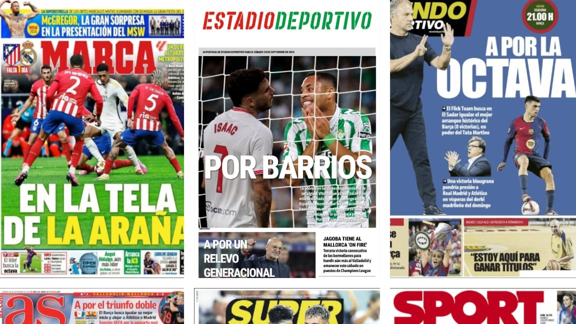 El derbi madrileño, recuperación de lesionados en Sevilla y el Barça quiere más... así vienen las portadas de hoy