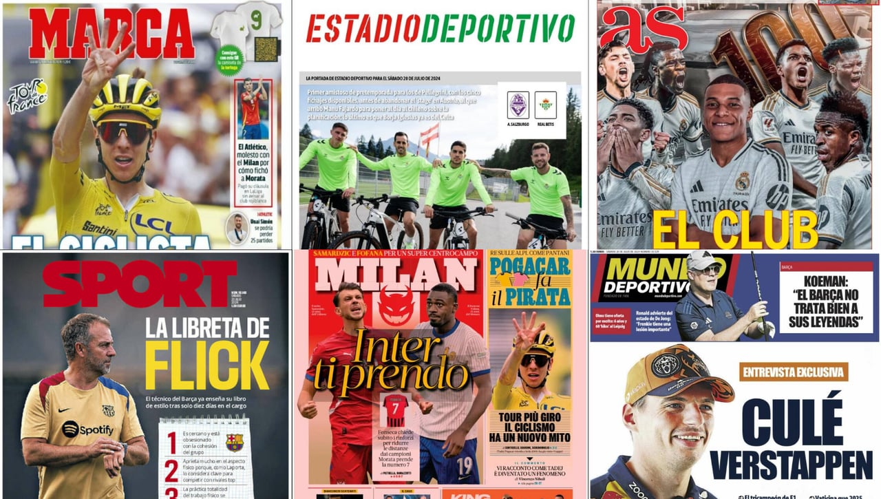 Pogacar, Real Madrid, Verstappen y la pretemporada de Betis, las portadas del 20 de julio