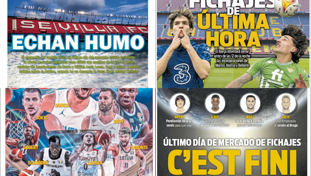 Deadline day en las portadas: Bellerín, Marcos Alonso, Bryan Gil, Aubameyang, Alba...