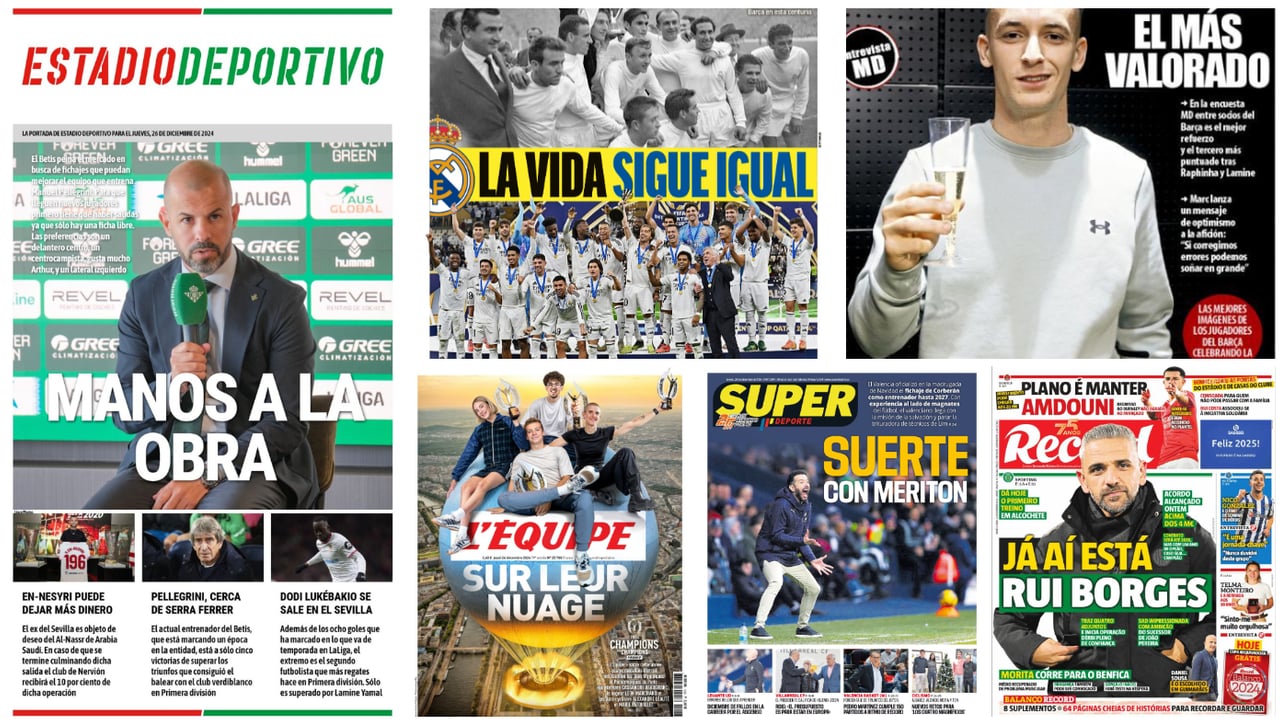 El mercado del Betis, En-Nesyri, Luis de la Fuente, Corberán, Imanol Alguacil, Borges... portadas del jueves 26 de diciembre de 2024