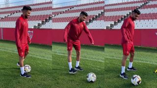 La "felicidad" del Tecatito Corona en el entrenamiento del Sevilla