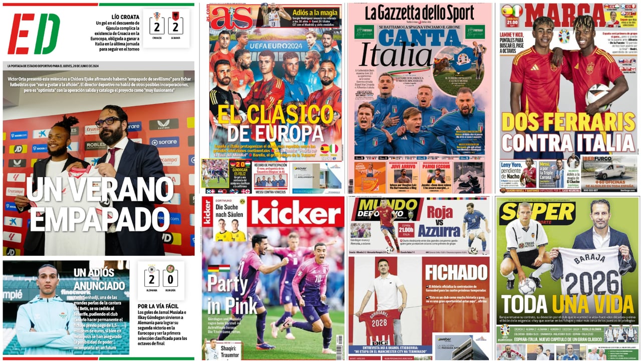El Clásico de la Eurocopa, fichajes del Sevilla, salida del Betis, adiós al Chacho... las portadas del jueves 20 de junio 2024   
