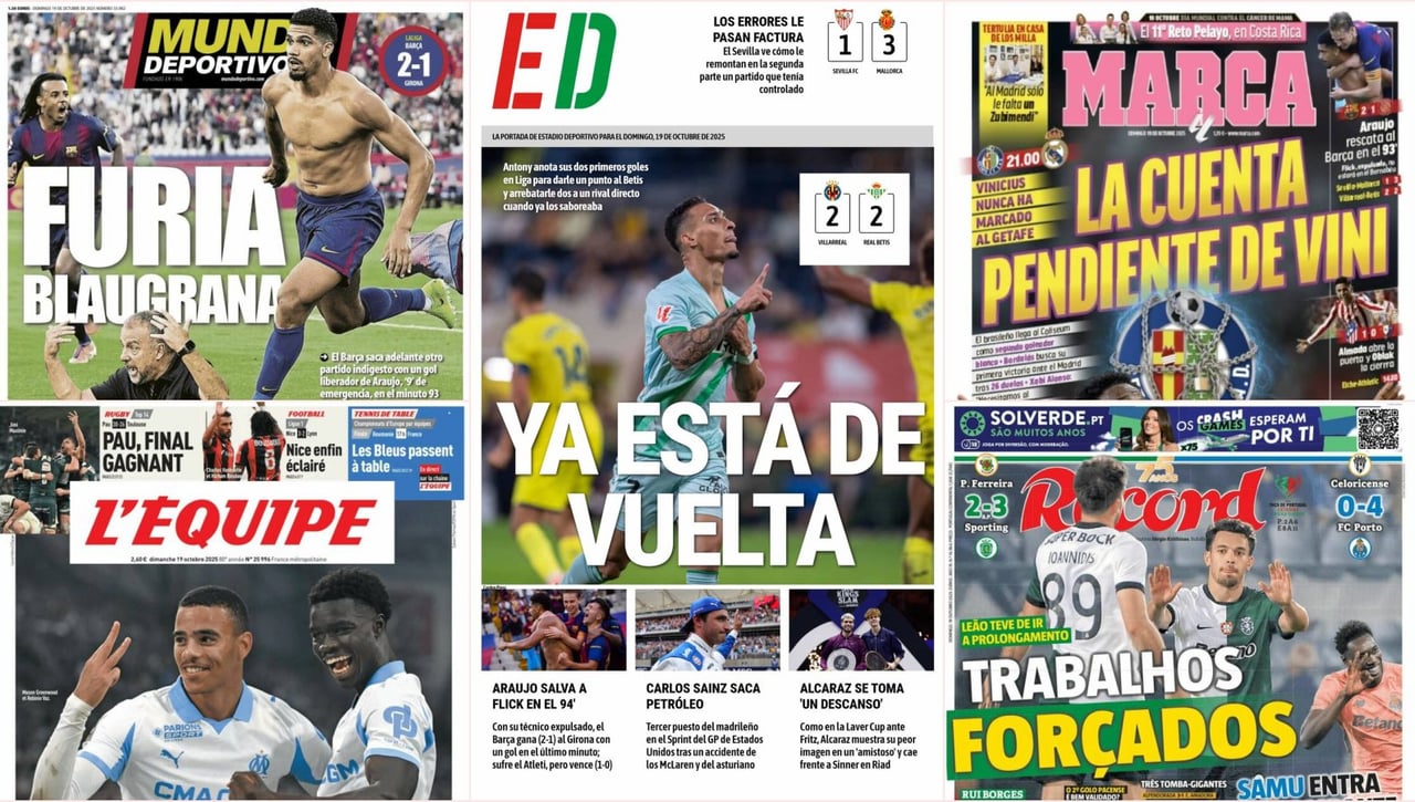 La explosión de Antony, el milagro de Araujo, una reválida para Vinicius... Así vienen las portadas