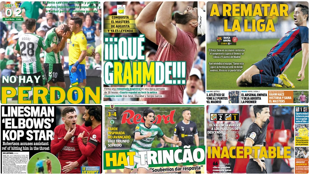 Canales paga su rebeldía, Jon 'gRahmde', '+15', Valverde vs. Baena, agresión de un linier... las portadas del lunes 