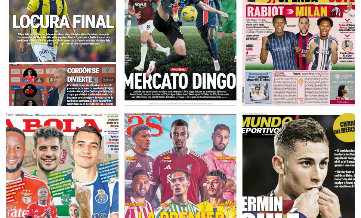 El cierre del mercado, el Eurobasket, Alcaraz en el US Open... Así vienen las portadas deportivas del 2 de septiembre