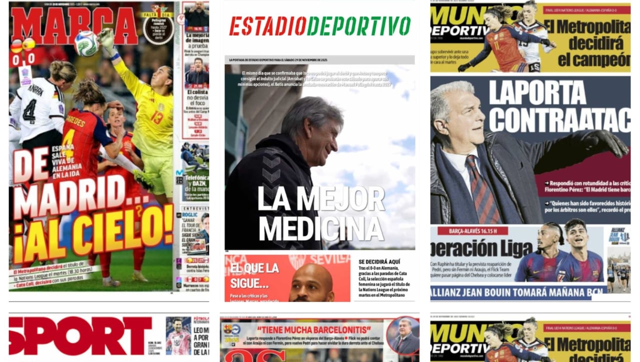 La renovación de Pellegrini, España sale viva de la ida en Alemania, el contragolpe de Joan Laporta... Así vienen las portadas de la prensa deportiva