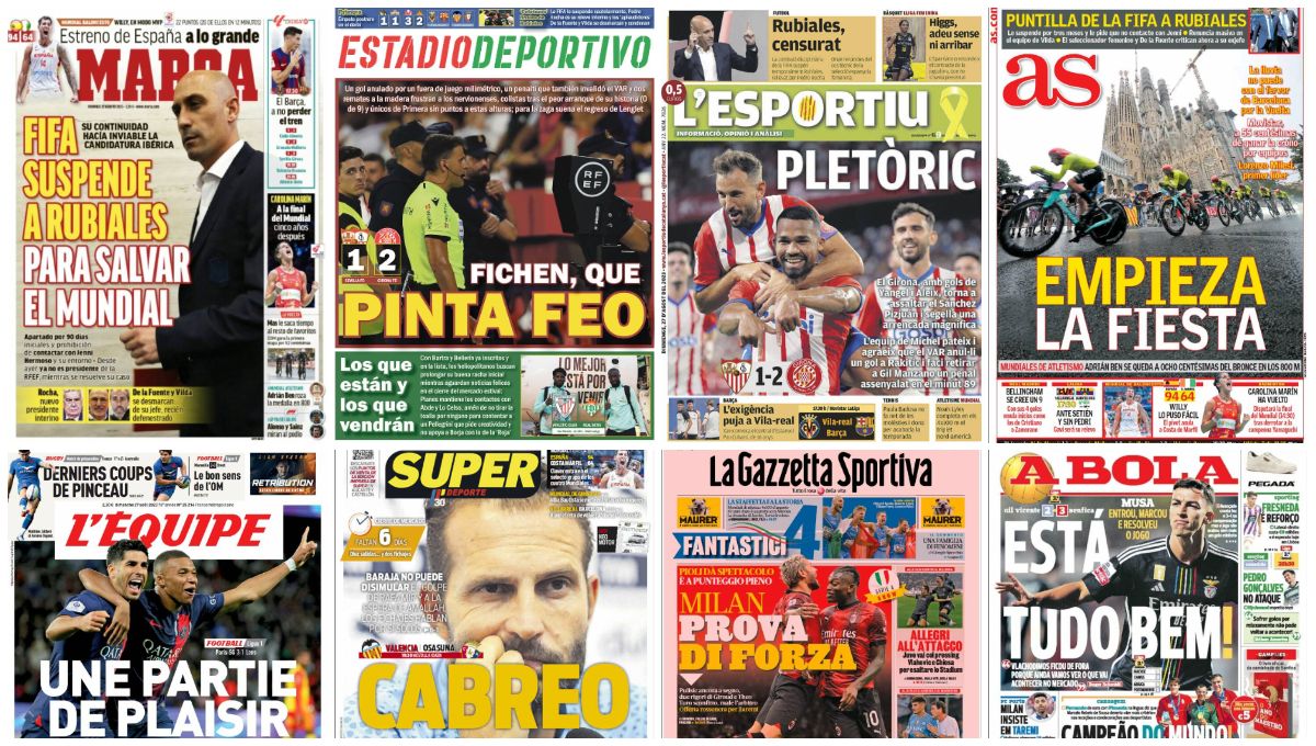 Polémico batacazo, enfado por Rafa Mir, Rubiales, La Vuelta, Mundial de basket... las portadas del domingo 27 de agosto 