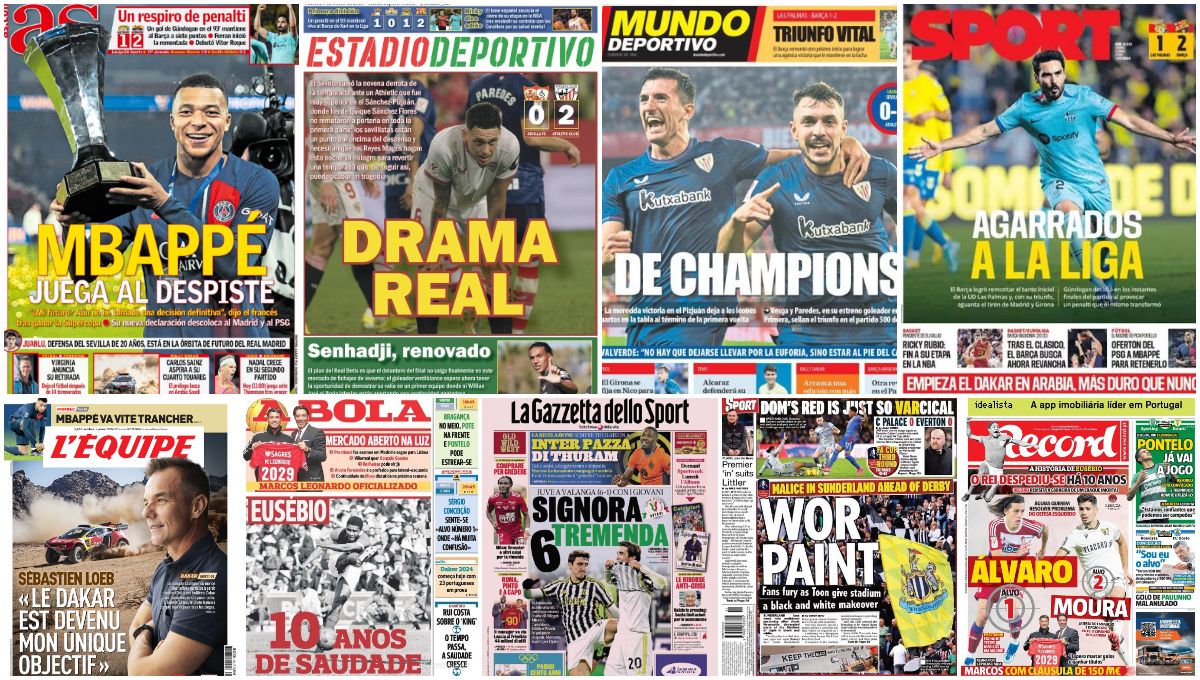 Un Sevilla K.O., Juanlu y el Real Madrid, Yanis, Gündogan, Mbappé, Ricky Rubio... portadas del viernes 5 de enero de 2024   