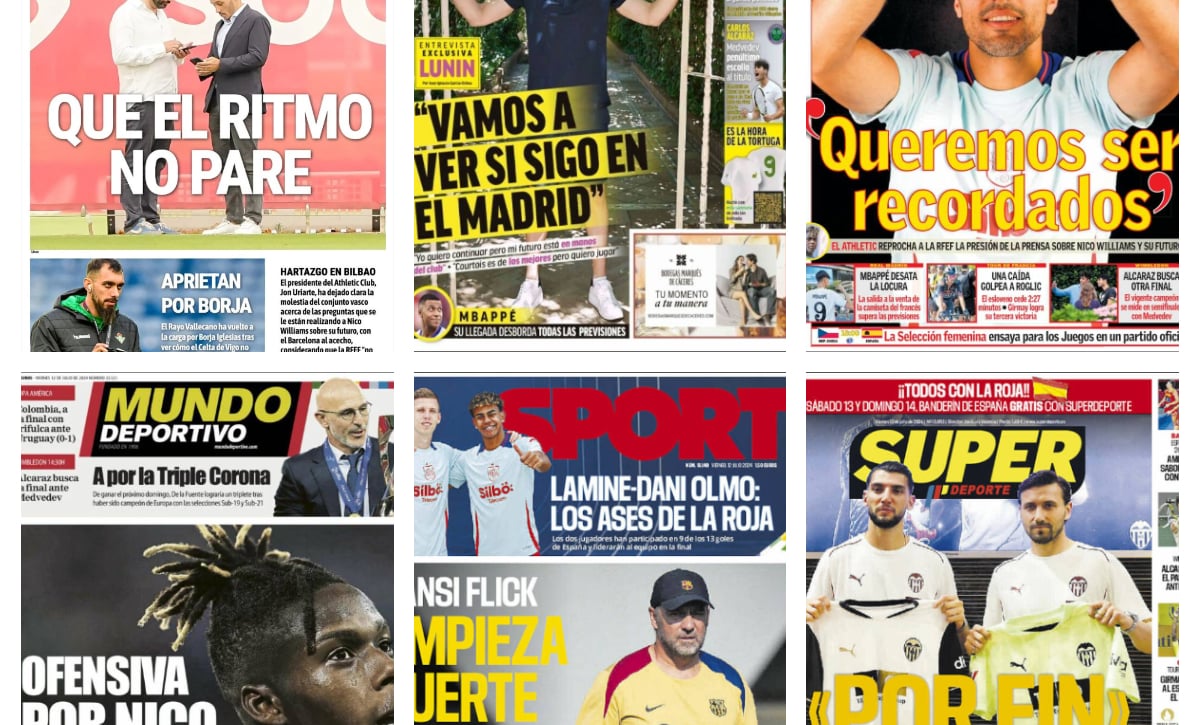 Nico Williams, Lunin y Rodri: así vienen las portadas