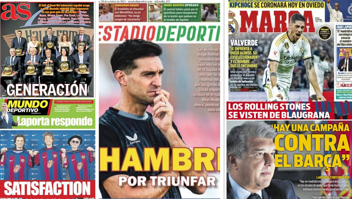 La 'rajada' de Laporta y el 'feeling' entre Valverde y Diego Alonso, protagonistas de las portadas de hoy