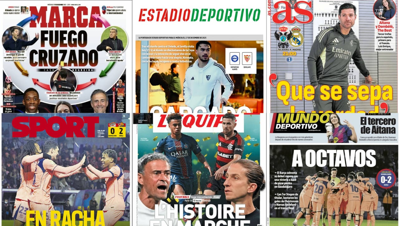 Los premios The Best, los resultados de la Copa del Rey y el caso Negreira... así vienen las portadas
