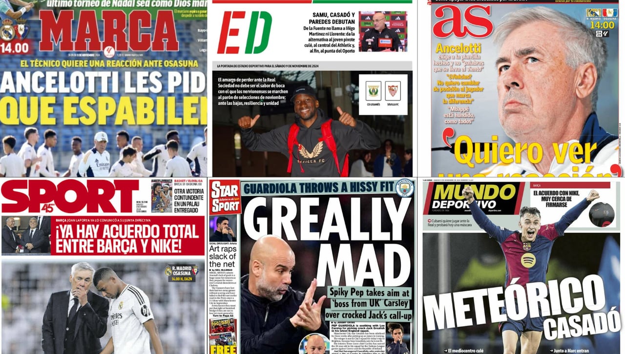 Ancelotti, Casadó, el Sevilla.. así vienen las portadas del 9 de noviembre