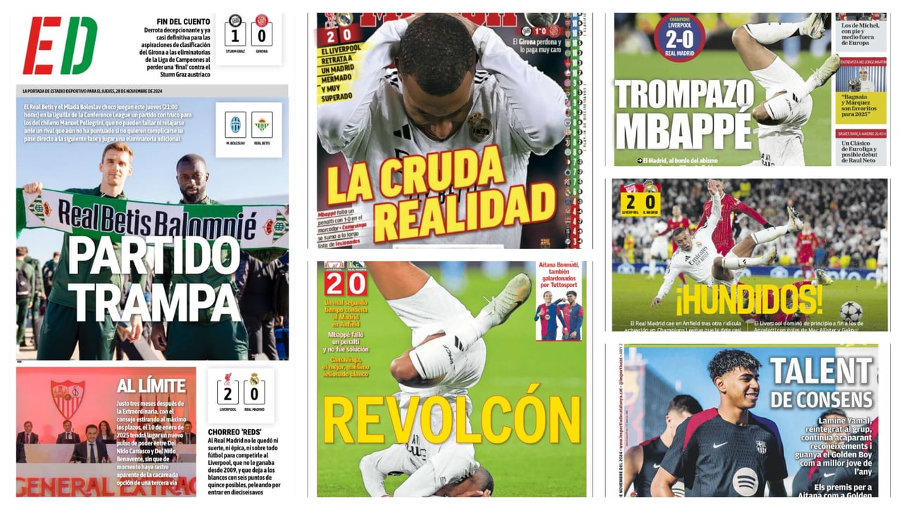 La dura derrota del Real Madrid en Champions y la mala actuación de Mbappé: así vienen las portadas