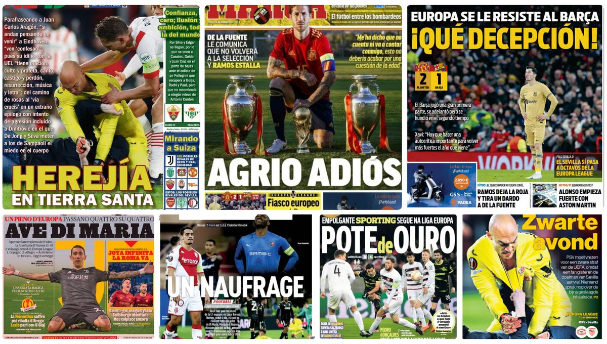 Sujeta el Sevilla, cae el Barça, adiós de Ramos con dardo a De la Fuente, Elche-Betis... las portadas del viernes